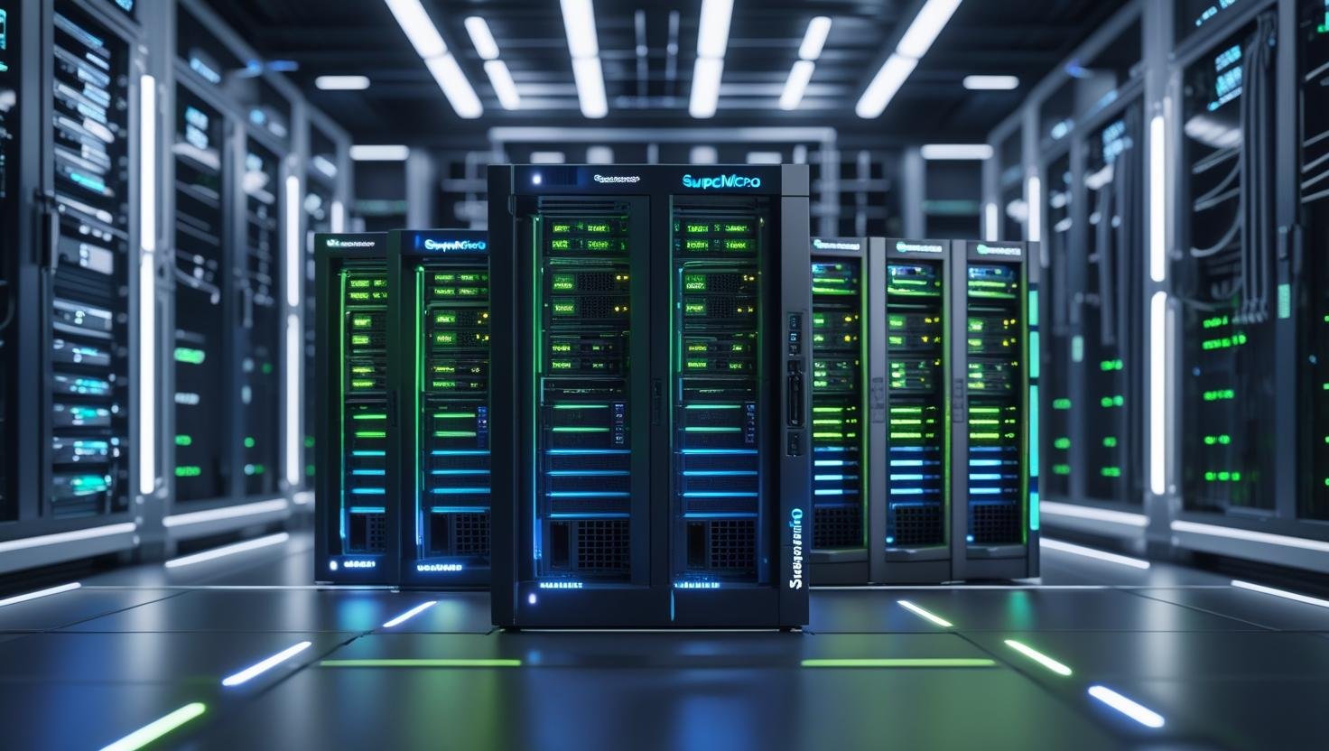 Super Server Solutions Modern data center equipped with Supermicro high-performance servers
